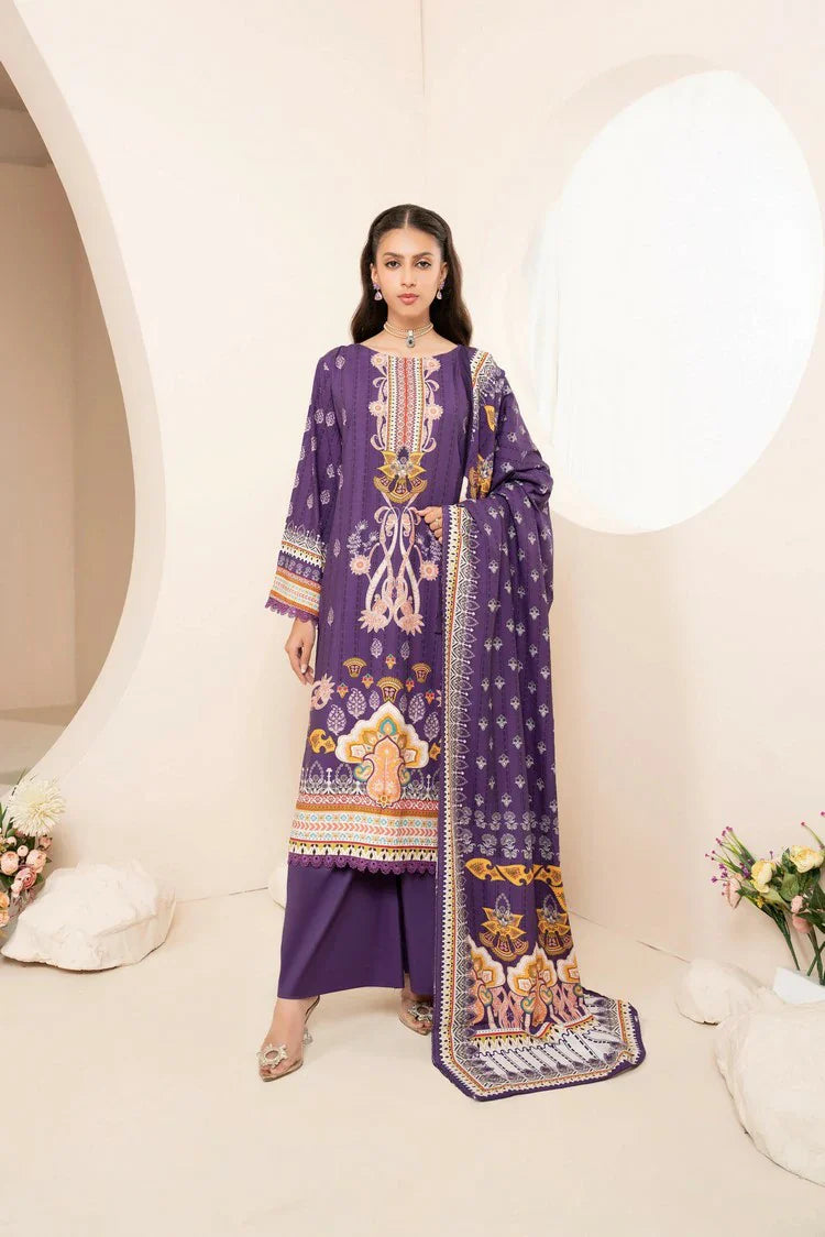 Picture of Lala - Mahee Doria Linen Collection Vol 1 - LS-0403-Imperial Violet - Unstitched - Available at Raja Sahib