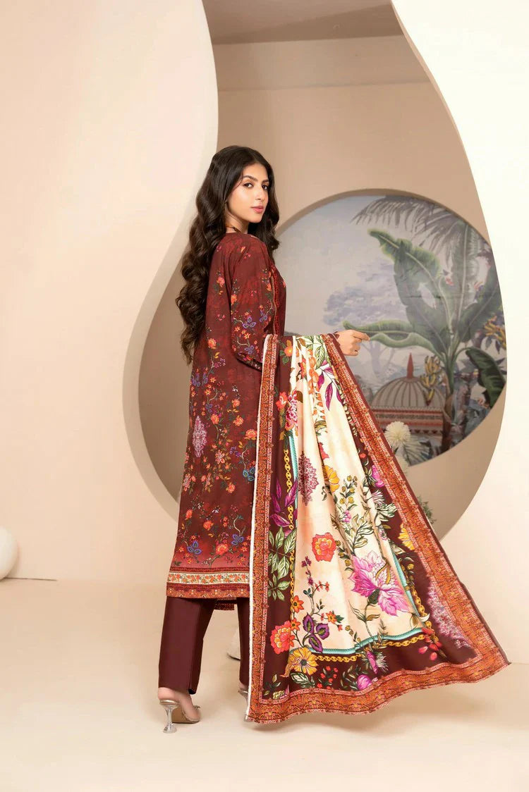 Picture of Lala - Mahee Doria Linen Collection Vol 1 - LS-0404-Deep Ruby - Unstitched - Available at Raja Sahib