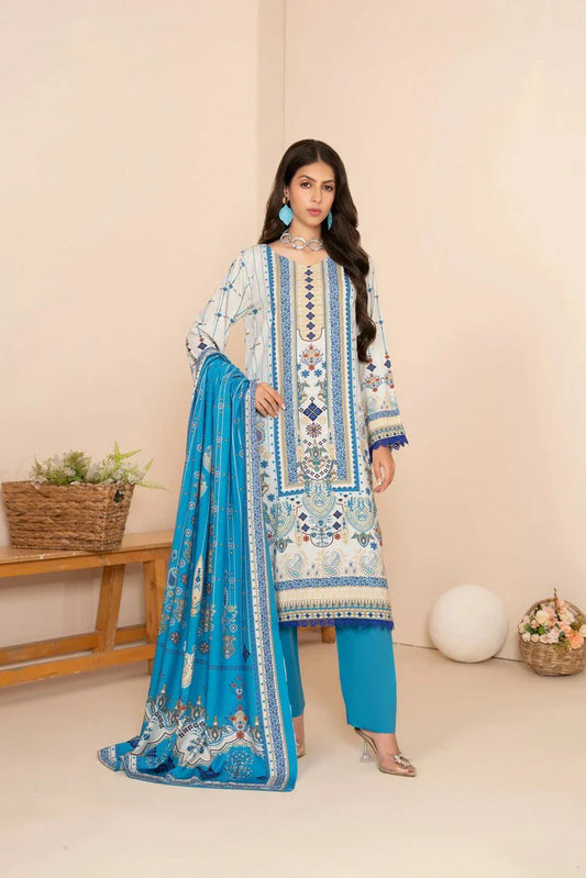 Picture of Lala - Mahee Doria Linen Collection Vol 1 - LS-0407-Ice Whisper - Unstitched - Available at Raja Sahib