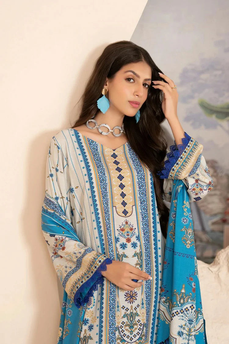 Picture of Lala - Mahee Doria Linen Collection Vol 1 - LS-0407-Ice Whisper - Unstitched - Available at Raja Sahib