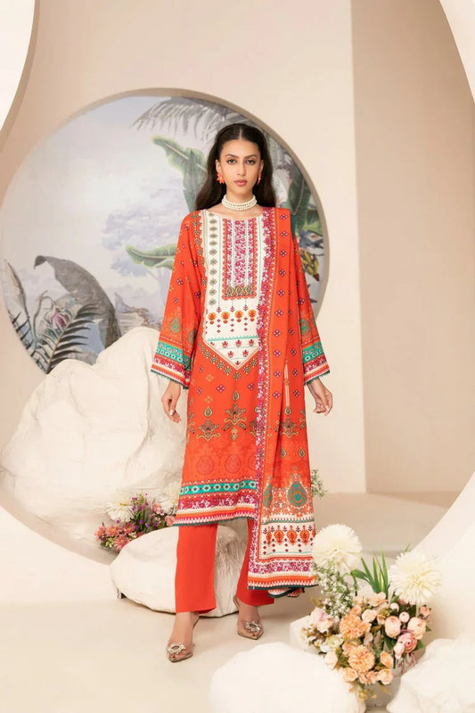 Picture of Lala - Mahee Doria Linen Collection Vol 1 - LS-0408-Carmine Essence - Unstitched - Available at Raja Sahib