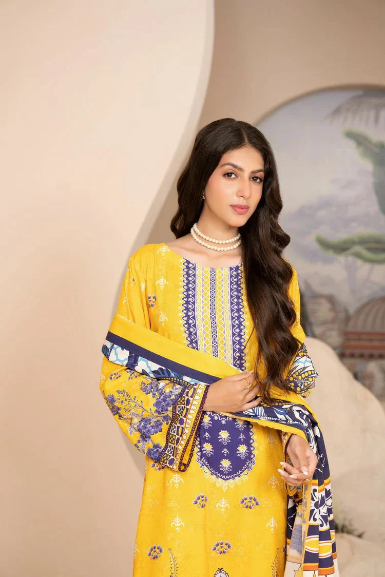 Picture of Lala - Mahee Doria Linen Collection Vol 1 - LS-0410-Golden Navy - Unstitched - Available at Raja Sahib