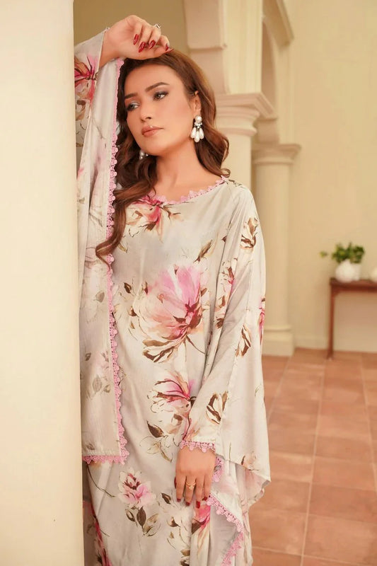 Picture of Lala - Sana Samia 2PC Winter Elegant Rod Collection - LS-0440-Ashen Blossom - Unstitched - Available at Raja Sahib