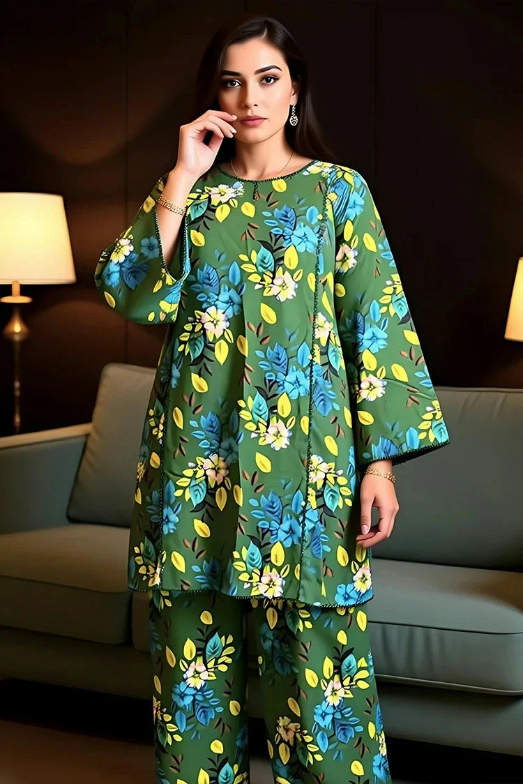 Picture of Lala - Blossom 2PC Linen Bana Dora Collection - LS-0396-Forest Luxe - Unstitched - Available at Raja Sahib