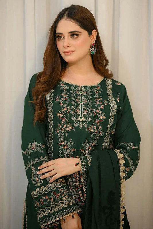 Picture of Nawaz Fabrics - Libaas Exclusive Winter Collection - LNF-68-Bottle Green - Unstitched - Available at Raja Sahib