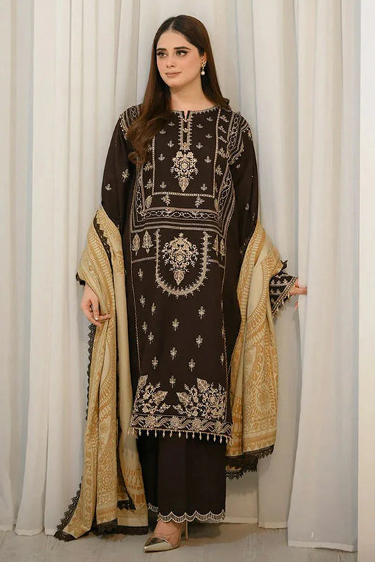 Picture of Nawaz Fabrics - Libaas Exclusive Winter Collection - LNF-69 BROWN - Unstitched - Available at Raja Sahib
