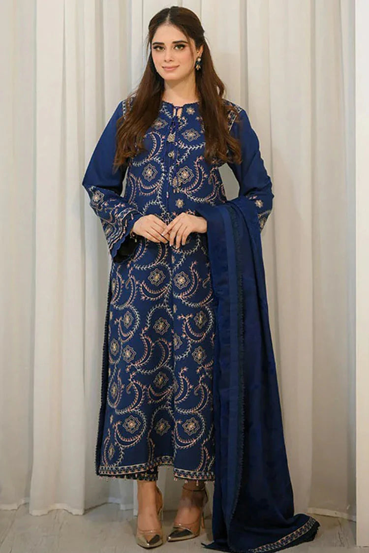 Picture of Nawaz Fabrics - Libaas Exclusive Winter Collection - LNF-70 BLUE - Unstitched - Available at Raja Sahib