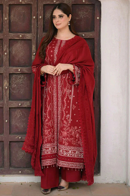 Picture of Nawaz Fabrics - Libaas Exclusive Winter Collection - LNF-72 URBAN RED - Unstitched - Available at Raja Sahib