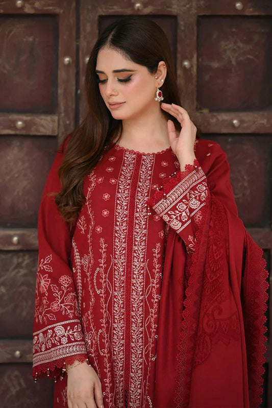 Picture of Nawaz Fabrics - Libaas Exclusive Winter Collection - LNF-72 URBAN RED - Unstitched - Available at Raja Sahib