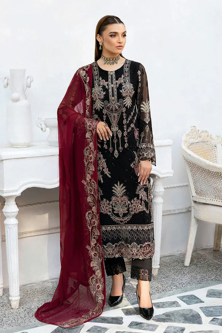 Picture of Ramsha - Chevron Embroidered Chiffon Collection Vol 10 - A-1008 - Unstitched - Available at Raja Sahib