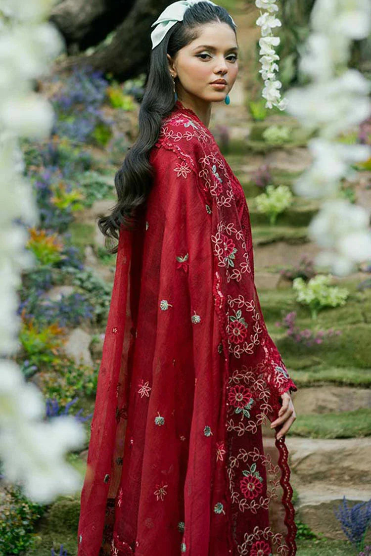 Picture of Zevk - Flora Festive Lawn Vol 2 - 01 RED ROSE - Unstitched - Available at Raja Sahib