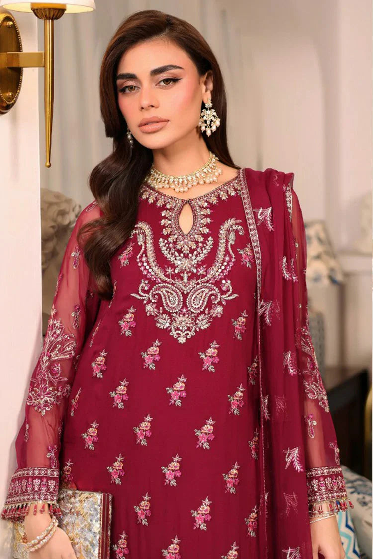 Picture of Signy - Elara Luxury Formal Collection - SG-03 Crimson Dusk - Unstitched - Available at Raja Sahib
