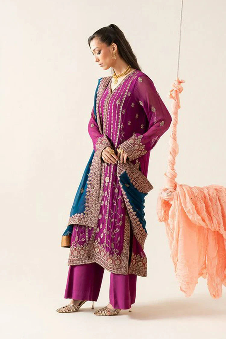 Picture of Freesia - Imane Chiffon Collection - FS-U5606 Cactus Flower - Unstitched - Available at Raja Sahib