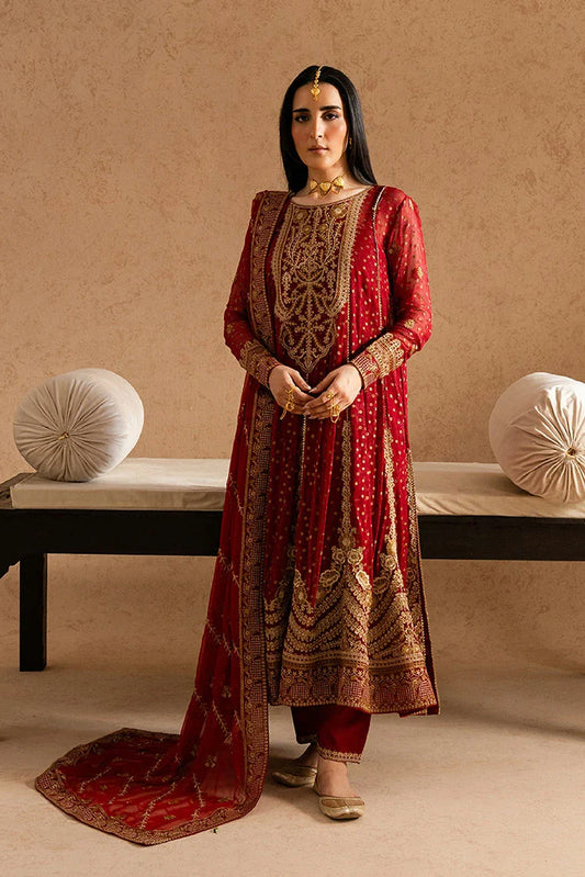 Picture of Freesia - Imane Chiffon Collection - FS-U5607 Tango Red - Unstitched - Available at Raja Sahib