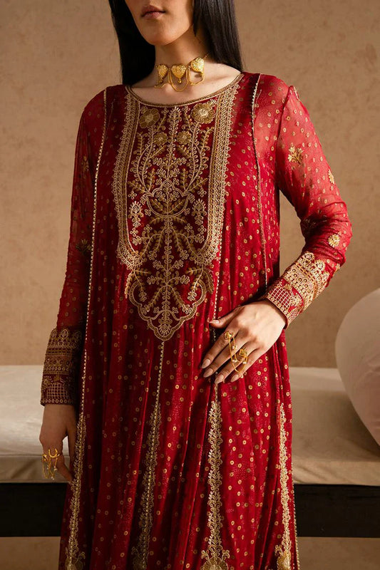 Picture of Freesia - Imane Chiffon Collection - FS-U5607 Tango Red - Unstitched - Available at Raja Sahib