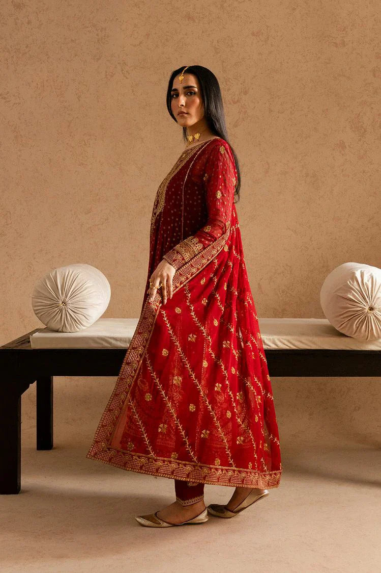 Picture of Freesia - Imane Chiffon Collection - FS-U5607 Tango Red - Unstitched - Available at Raja Sahib