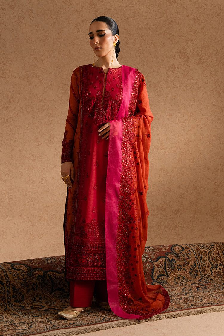 Picture of Freesia - Imane Chiffon Collection - FS-U5608 Fiery Red - Unstitched - Available at Raja Sahib
