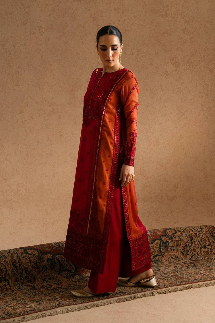 Picture of Freesia - Imane Chiffon Collection - FS-U5608 Fiery Red - Unstitched - Available at Raja Sahib