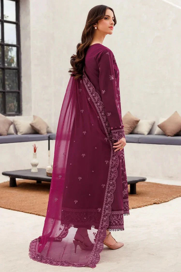 Picture of Farasha - Bahaar Embroidered Lawn Collection - 01 Regal Plum - Unstitched - Available at Raja Sahib