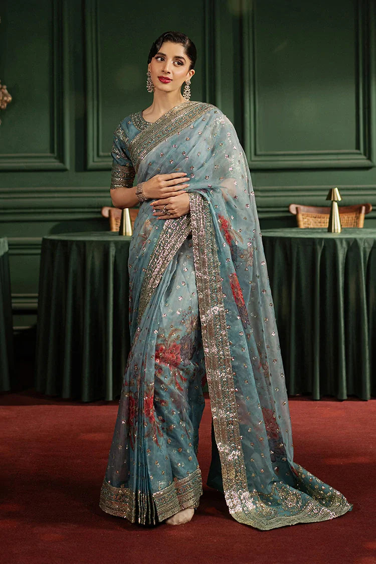 Picture of Asim Jofa - Premium Festive Collection - AJPF-27 PRINTED EMBROIDERED SAREE 2 PCS - Unstitched - Available at Raja Sahib