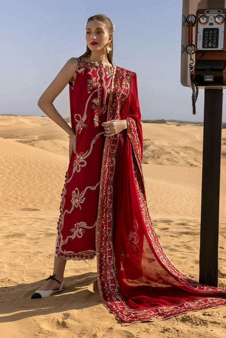 Picture of Crimson - Flow Lawn Collection - Twirls And Ties-D8B - Unstitched - Available at Raja Sahib