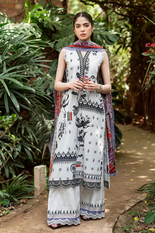 Picture of Asifa & Nabeel - Yakin Lawn Collection - Wildflower Veil-(YKL25-09) - Unstitched - Available at Raja Sahib