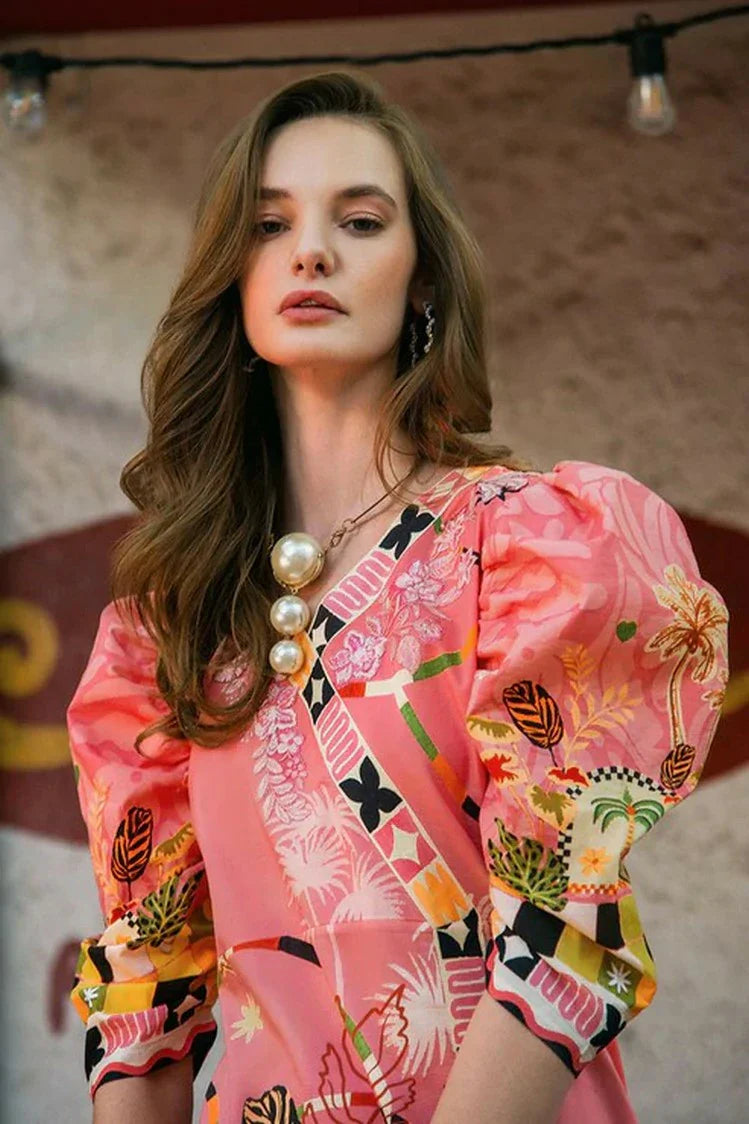 Picture of Mushq - La Dolce Hemline Prints Vol 2 - 1B Spring Avenue - Unstitched - Available at Raja Sahib