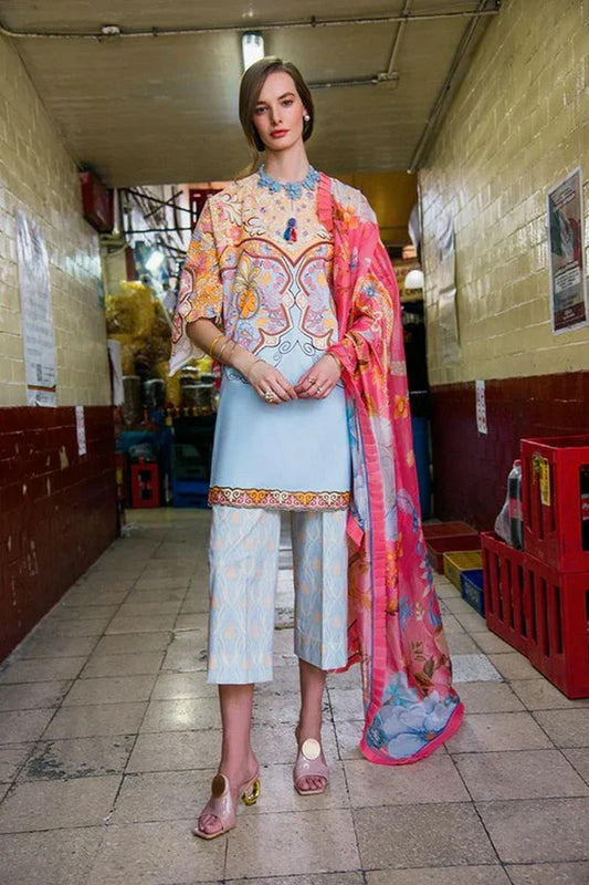 Picture of Mushq - La Dolce Hemline Prints Vol 2 - 3B Water Lily - Unstitched - Available at Raja Sahib