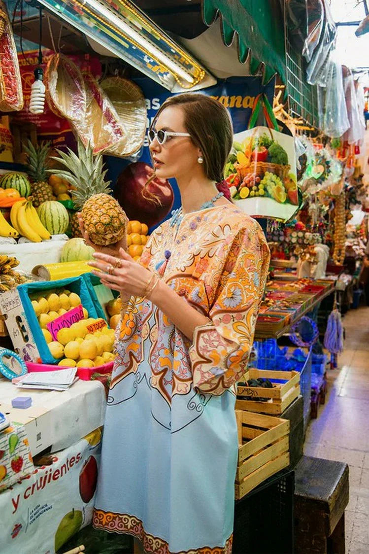 Picture of Mushq - La Dolce Hemline Prints Vol 2 - 3B Water Lily - Unstitched - Available at Raja Sahib