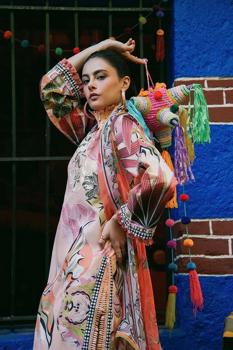 Picture of Mushq - La Dolce Hemline Prints Vol 2 - 4A Peach Poppies - Unstitched - Available at Raja Sahib