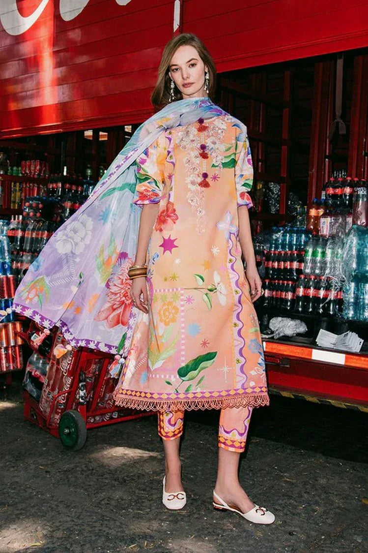 Picture of Mushq - La Dolce Hemline Prints Vol 2 - 5A Angels Song - Unstitched - Available at Raja Sahib