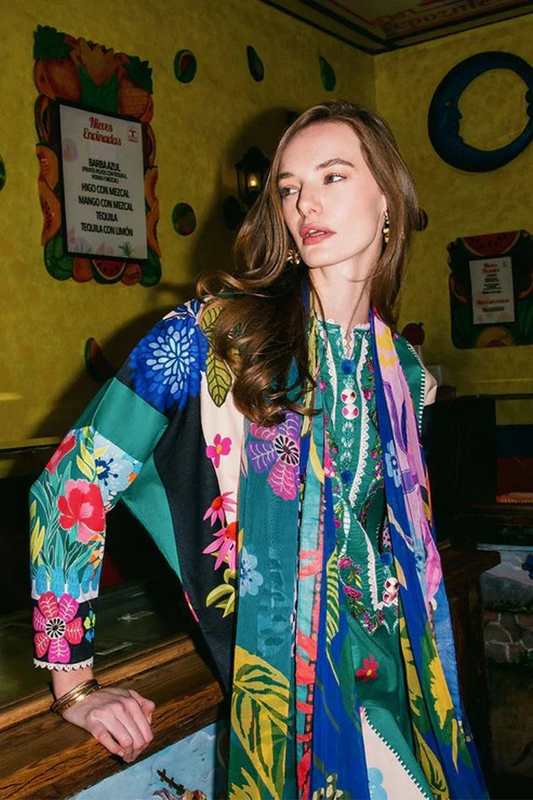 Picture of Mushq - La Dolce Hemline Prints Vol 2 - 7A Water Dancers - Unstitched - Available at Raja Sahib