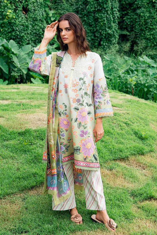 Picture of Roheenaz - Garden Veil Printed Lawn Collection - 4B Melon Muse - Unstitched - Available at Raja Sahib