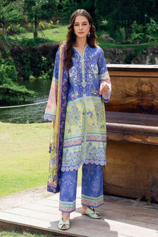 Picture of Roheenaz - Garden Veil Printed Lawn Collection - 8A Inky Bloom - Unstitched - Available at Raja Sahib