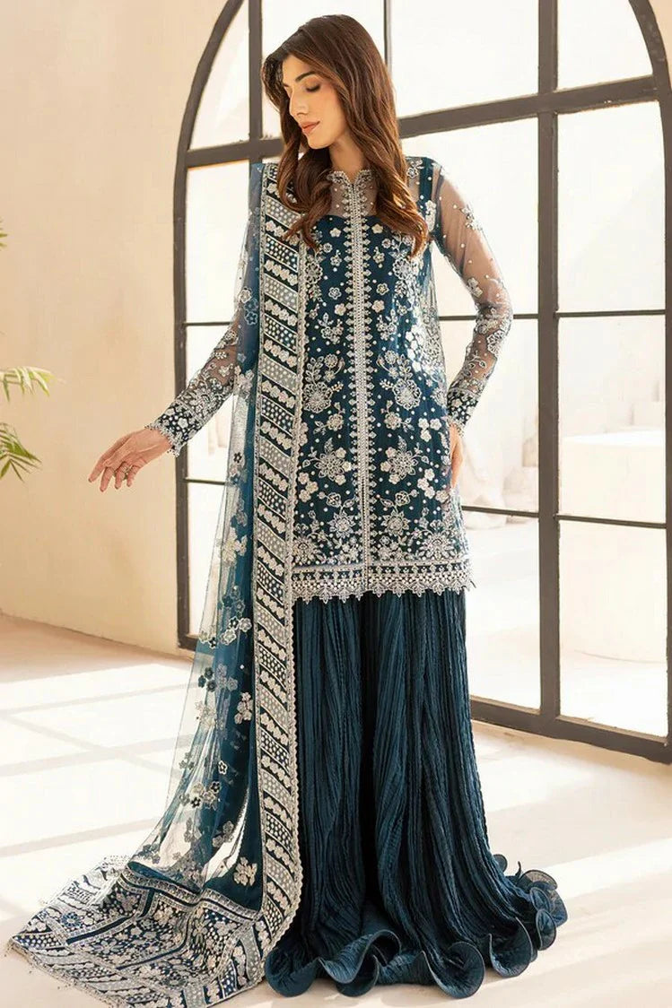 Picture of Farasha - Luzella Premium Formals - 04-TEAL DRIZZLE - Unstitched - Available at Raja Sahib