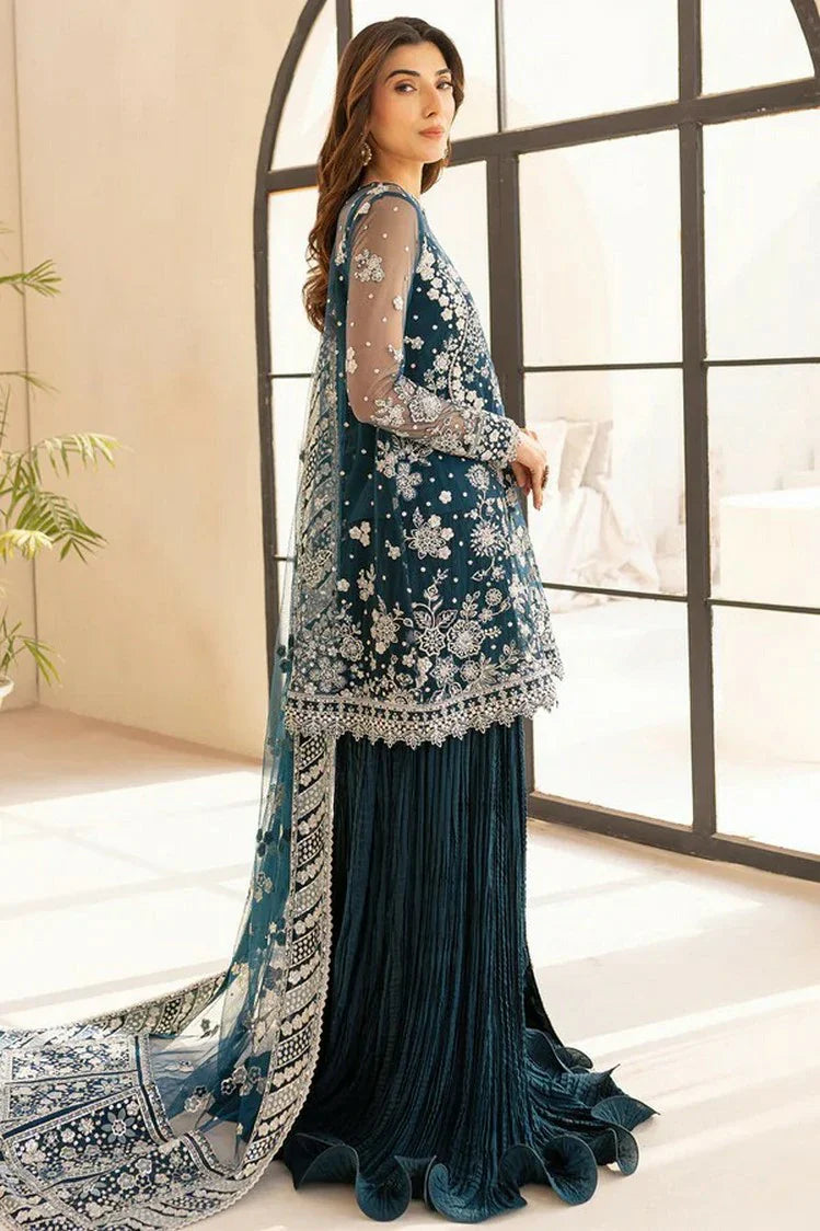 Picture of Farasha - Luzella Premium Formals - 04-TEAL DRIZZLE - Unstitched - Available at Raja Sahib