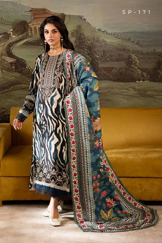 Picture of Nureh - Signature Prints Printed Doria Linen Collecton Vol 2 - SP-171 - Unstitched - Available at Raja Sahib