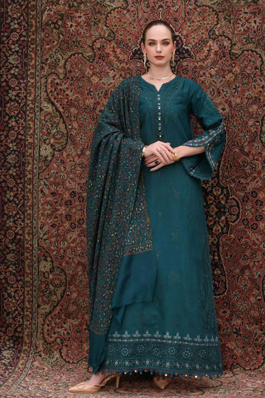Picture of Noor by Saadia Asad - Noor Winter Pashmina Shawl - D11-Teal Empress - Unstitched - Available at Raja Sahib