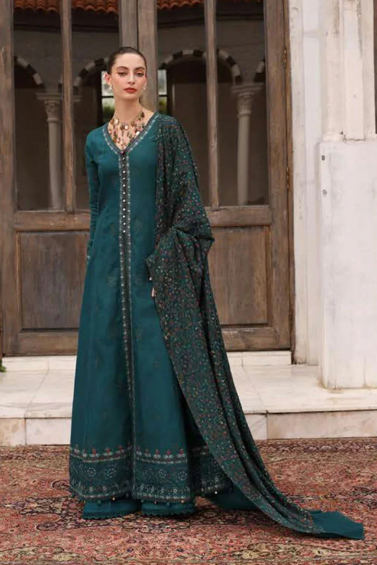 Picture of Noor by Saadia Asad - Noor Winter Pashmina Shawl - D11-Teal Empress - Unstitched - Available at Raja Sahib