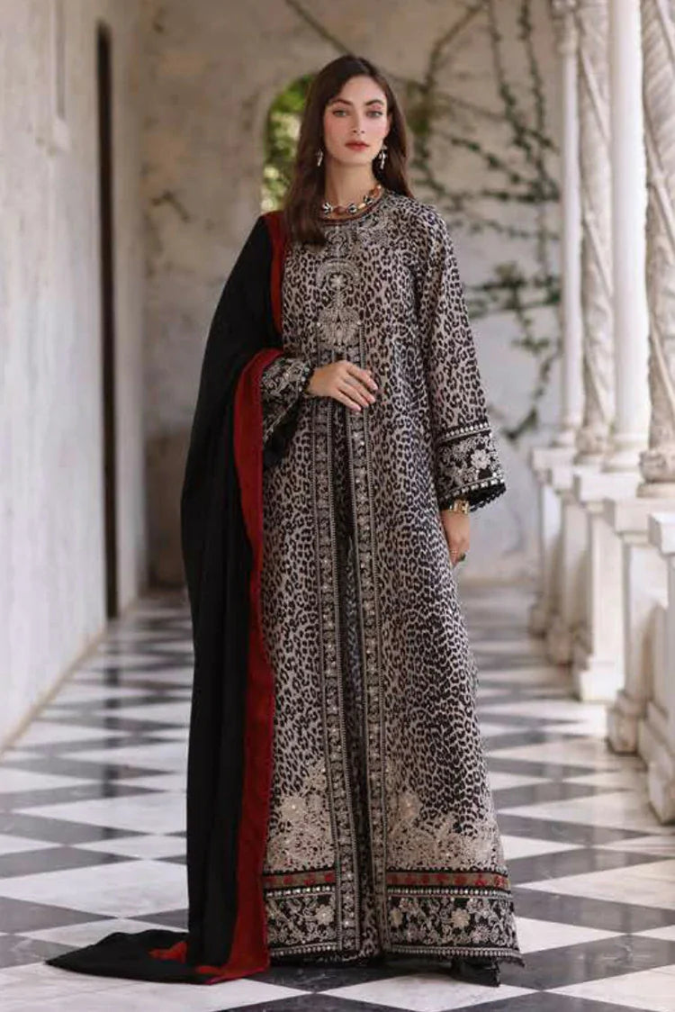 Picture of Noor by Saadia Asad - Noor Winter Pashmina Shawl - D1-Noir Safari - Unstitched - Available at Raja Sahib