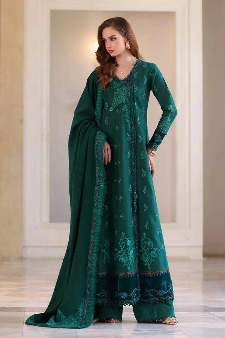 Picture of Noor by Saadia Asad - Noor Winter Pashmina Shawl - D2-Emerald Reverie - Unstitched - Available at Raja Sahib