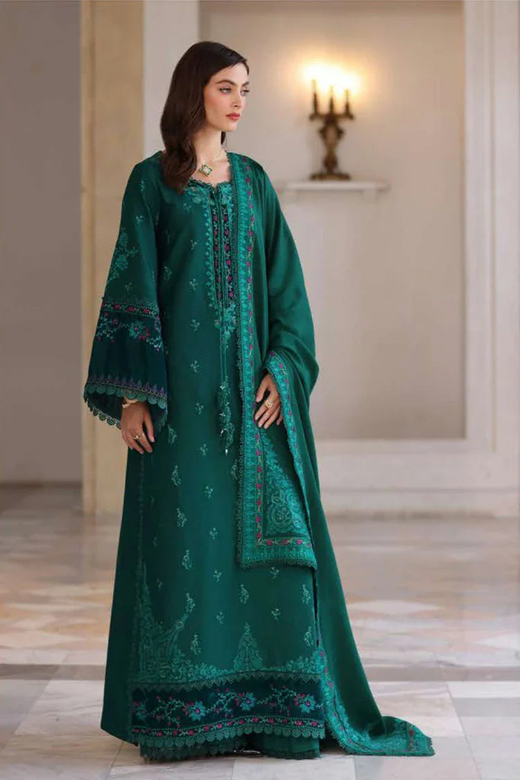 Picture of Noor by Saadia Asad - Noor Winter Pashmina Shawl - D2-Emerald Reverie - Unstitched - Available at Raja Sahib