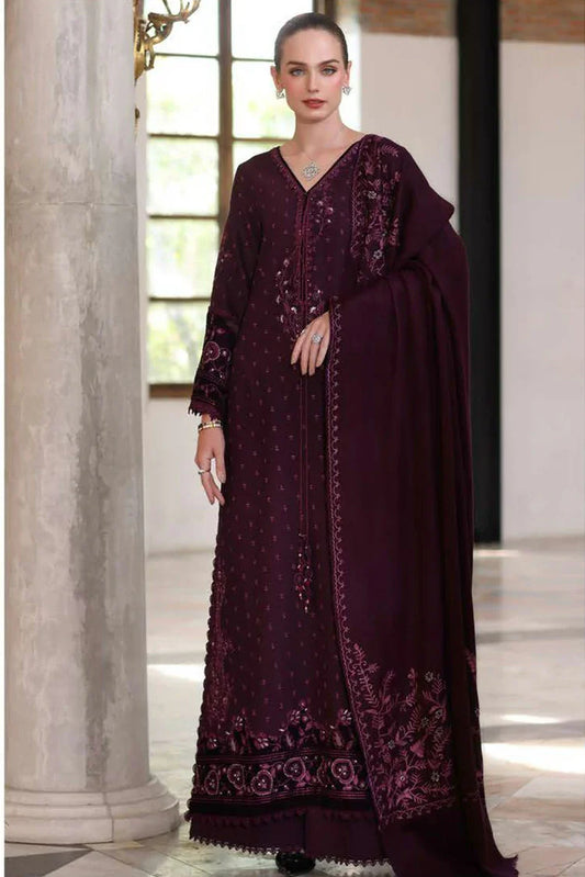 Picture of Noor by Saadia Asad - Noor Winter Pashmina Shawl - D9-Damson - Unstitched - Available at Raja Sahib