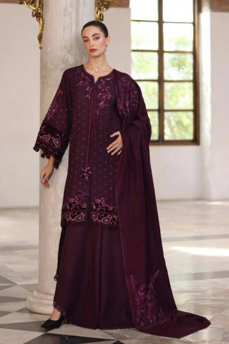 Picture of Noor by Saadia Asad - Noor Winter Pashmina Shawl - D9-Damson - Unstitched - Available at Raja Sahib