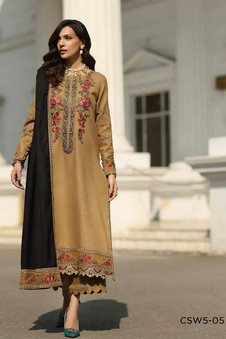 Picture of Charizma - Signature Embroidered Peach Leather & Velvet Collection - CSW5-05 - Unstitched - Available at Raja Sahib