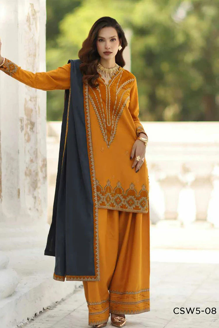 Picture of Charizma - Signature Embroidered Peach Leather & Velvet Collection - CSW5-08 - Unstitched - Available at Raja Sahib