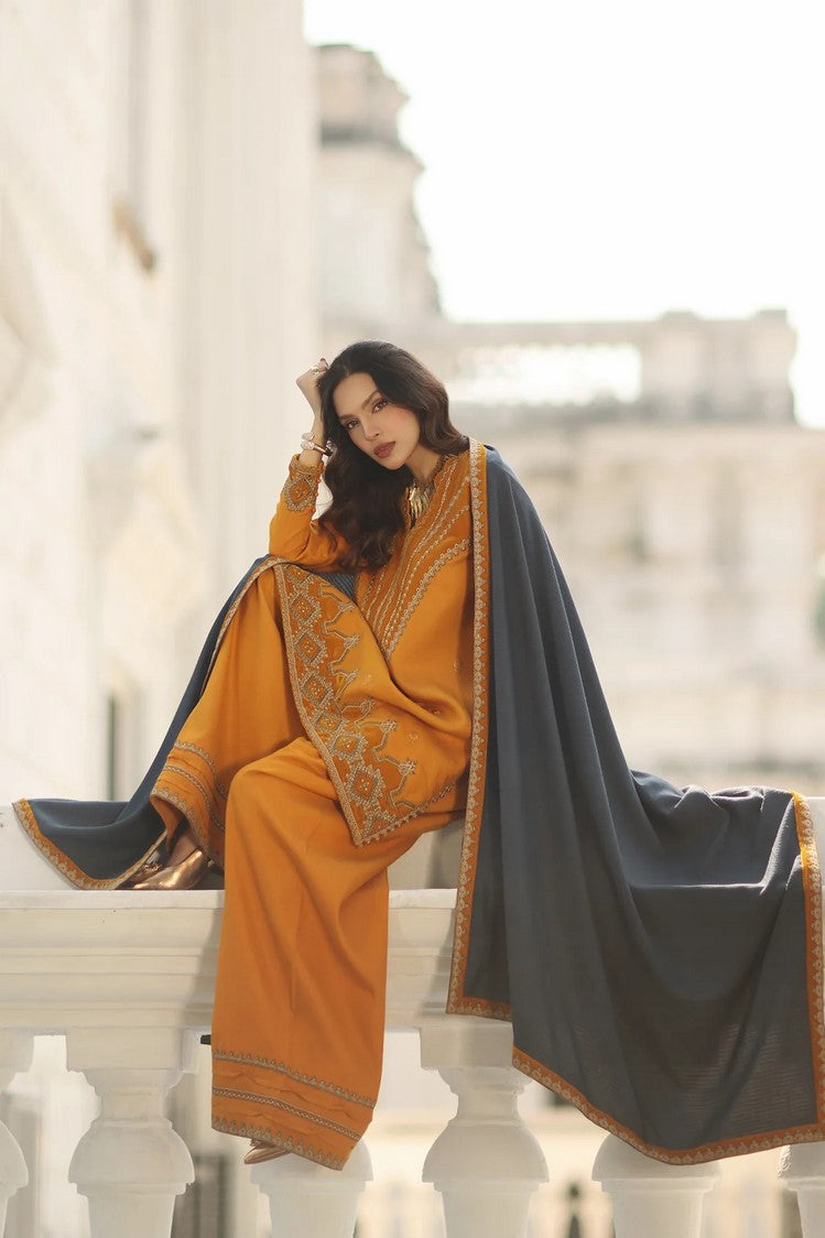 Picture of Charizma - Signature Embroidered Peach Leather & Velvet Collection - CSW5-08 - Unstitched - Available at Raja Sahib