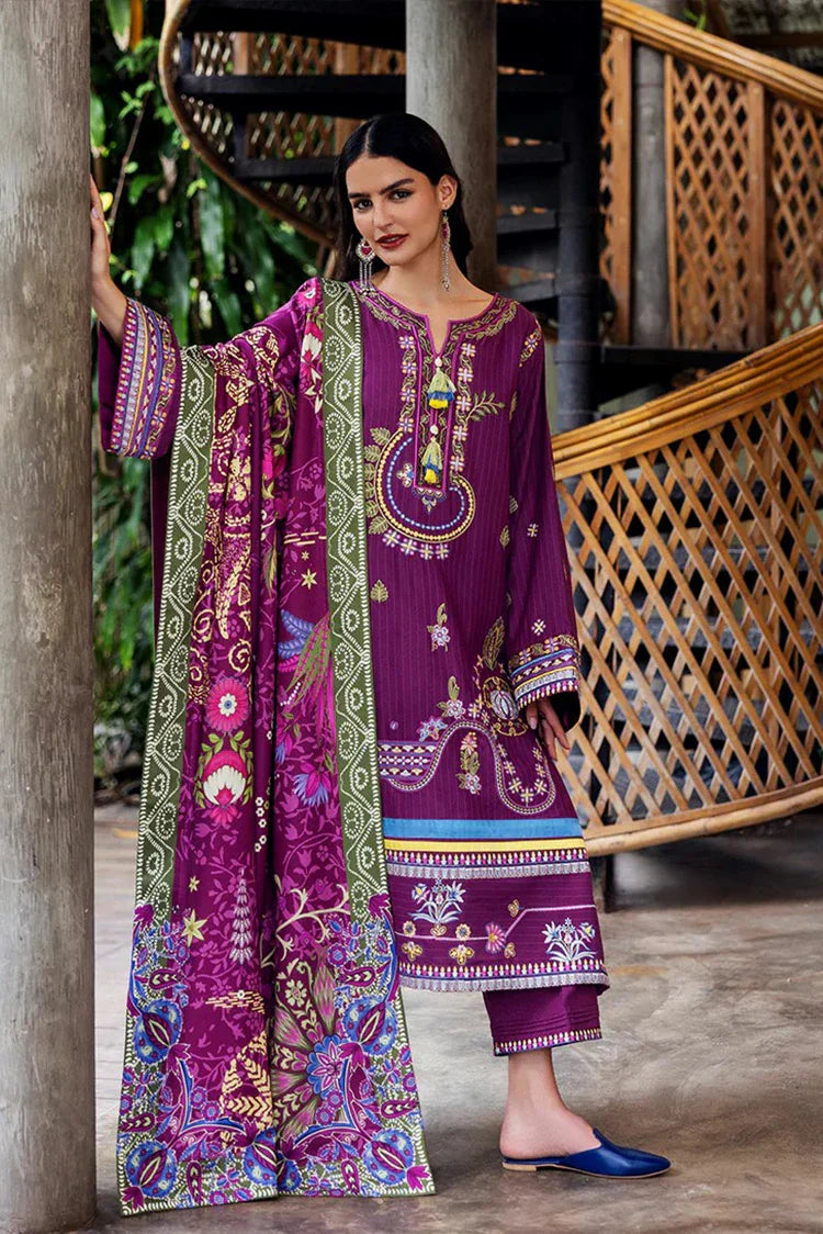 Picture of Mushq - Hemline Symphony Karandi Collection - 07U-Plum Swirl - Unstitched - Available at Raja Sahib