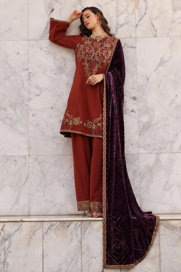 Picture of Charizma - Poshima Embroidered Peach Leather Collection Vol 3 - PSW5-22 - Unstitched - Available at Raja Sahib