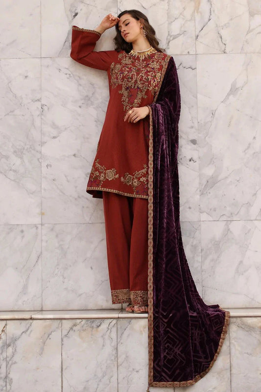 Picture of Charizma - Poshima Embroidered Peach Leather Collection Vol 3 - PSW5-22 - Unstitched - Available at Raja Sahib